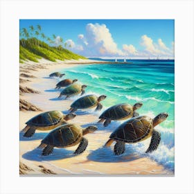 Turtles On The Beach Canvas Print