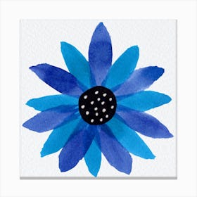 Navy Blue Floral Polka Dot Center Copy Canvas Print