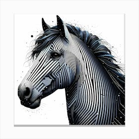 Horse Head In Abstract Line Illustration Canvas Print