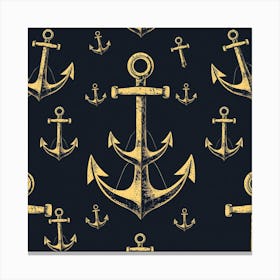 Gold anchor pattern Canvas Print