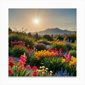 Colorful Flowers In A Garden 1 Canvas Print