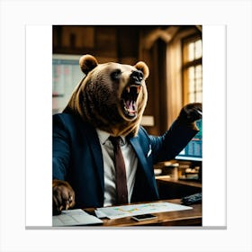 Bear In The Office Canvas Print