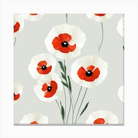 White and red poppies 1 Canvas Print