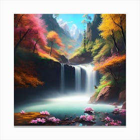 Waterfall In The Forest 27 Canvas Print