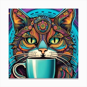 Psychedelic Cat Whimsical Bohemian Enlightenment Print 7 Canvas Print
