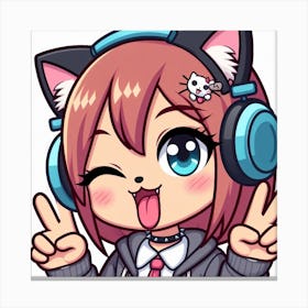 Anime Girl With Headphones 2 Canvas Print