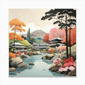 Ryokan Ji Garden Japan Modern Illustration 1 Art Print Canvas Print