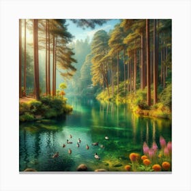 Sunrise In The Forest 41 Canvas Print