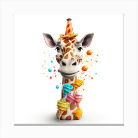 Birthday Giraffe 3 Canvas Print