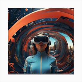 Futuristic Woman In Virtual Reality Canvas Print