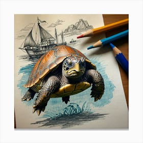 Turtle In The Sea Canvas Print