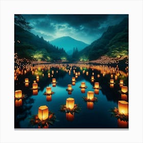 Lanterns In The Water Canvas Print