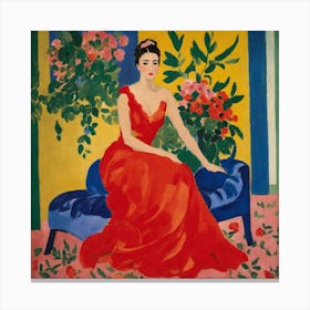 Lady In Red 1 Canvas Print