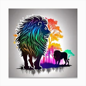 Lions In The Forest Canvas Print
