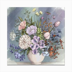 Birth flowers family bouquet 16 Canvas Print