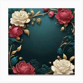 Frame With Roses Canvas Print