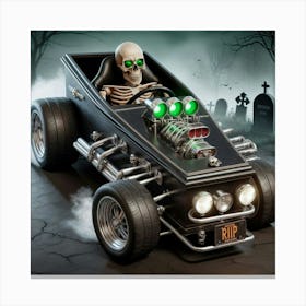 Skeleton In A Car Canvas Print