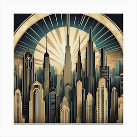 Deco Cityscape 1 Canvas Print