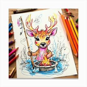 Fishing Deer Canvas Print