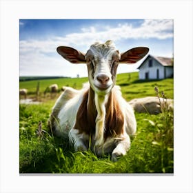 Pasture Rural Farm Goat Nature Farming Natural Countryside Animal Herd Agriculture Meadow (6) Canvas Print