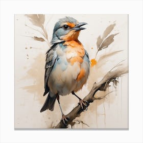Bird On Branch Canvas Print