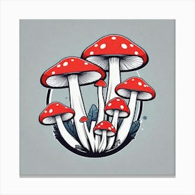 Mushrooms And Leaves Canvas Print