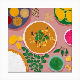 Still Life Of Dinner Square Canvas Print