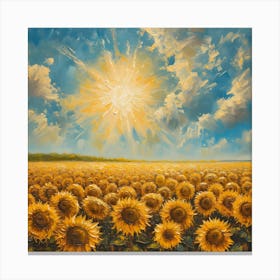 Sunflower Field With A Sunny Sky Oil Canvas Print