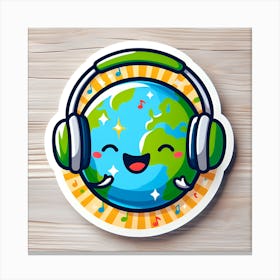 Earth With Headphones 1 Canvas Print