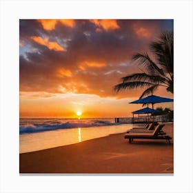 Sunset On The Beach 261 Canvas Print