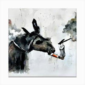 Donkey Smoking Canvas Print