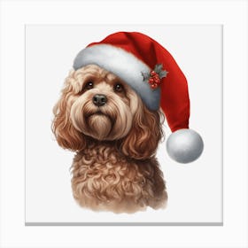 Poodle Santa Hat Leinwandbild