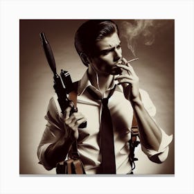 Secret Agent Templar 1/4 (spy mission impossible bond mi5 assassin action movie gun smoking cigarette alpha hunt mif bourne ryan) Canvas Print