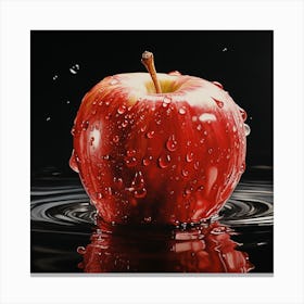 Red Apple In Water Canvas Print