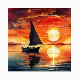 Sailboat At Sunset 11 Canvas Print