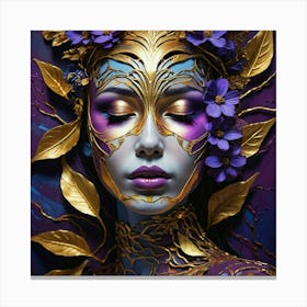 Woman With A Golden Mask Canvas Print