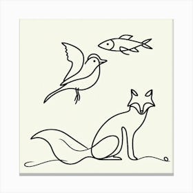 Fox And Bird 1 Canvas Print