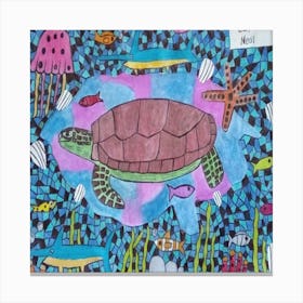 Turtle in the Sea Canvas Print