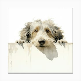 Dog Peeking Over The Wall 6 Canvas Print