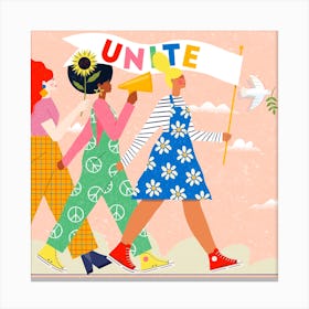 Girls Unite Square Canvas Print