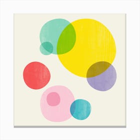 Rainbow Bubbles Iii Square Canvas Print