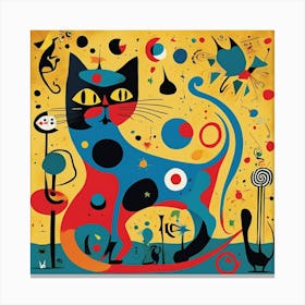 Joan Miro Inspired Cats Exhibition Poster Art Print 1 Canvas Print