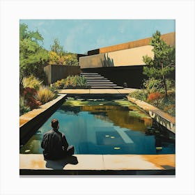 Single Man By A Pool Canvas Print