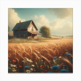 House In The Field 1 Canvas Print