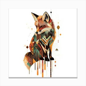 Geometric Fox.Generated AI. Wall Art Print Stampe su tela