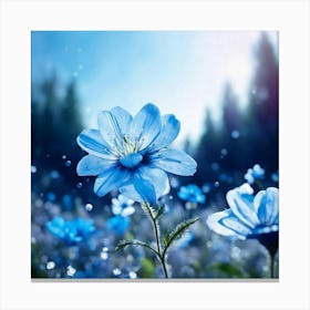 Blue Flowers In The Forest 1 Canvas Print