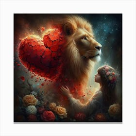 Lion And Girl 4 Canvas Print