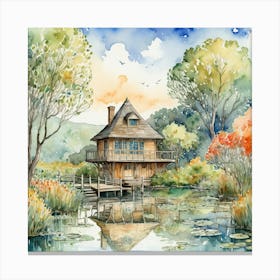 House On The Pond Canvas Print