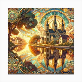 Golden Reverie, An Art Nouveau Vision of Serenity Canvas Print