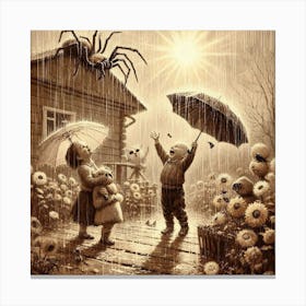 Spider Children In The Rain Canvas Print